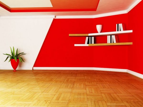 16658856 - a room in white and red colors, rendering